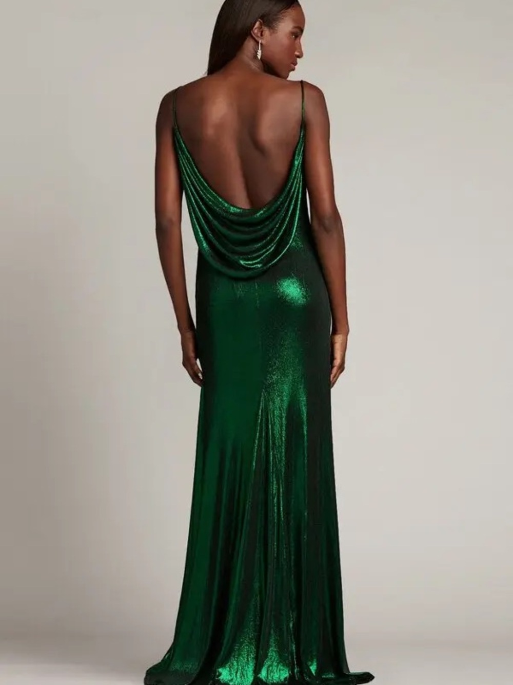 Tadashi Shoji Emerald Green Cowl Neck Slip Dress - Picture 2 of 8